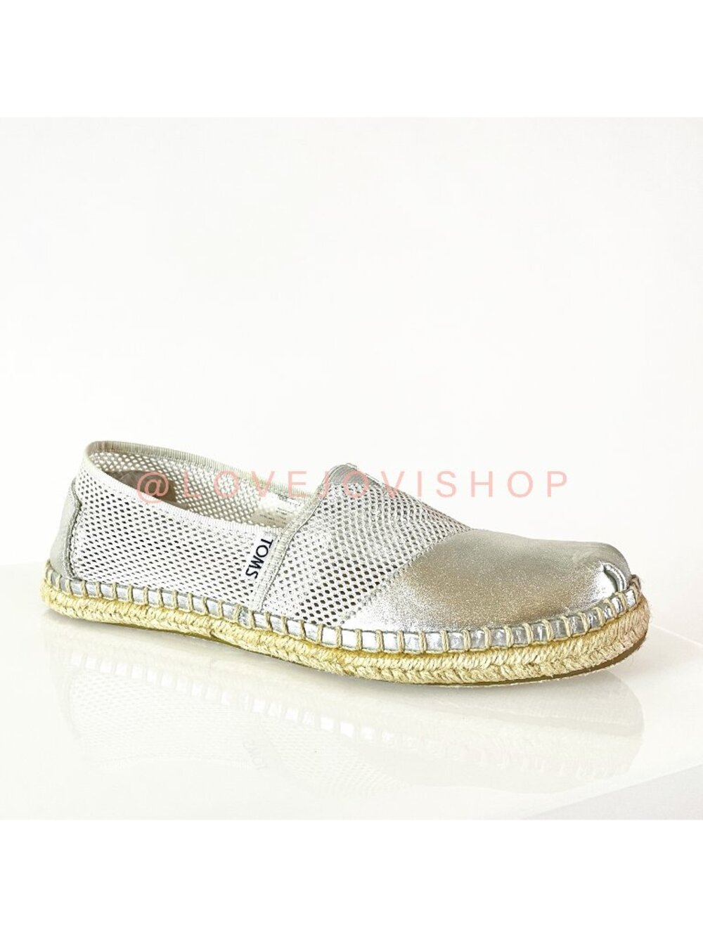 Coastal | Toms Classics Espadrille Slides | Silver Mesh Sandals | Beach Metallic